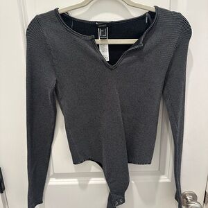 Forever 21 Black and White Striped Bodysuit